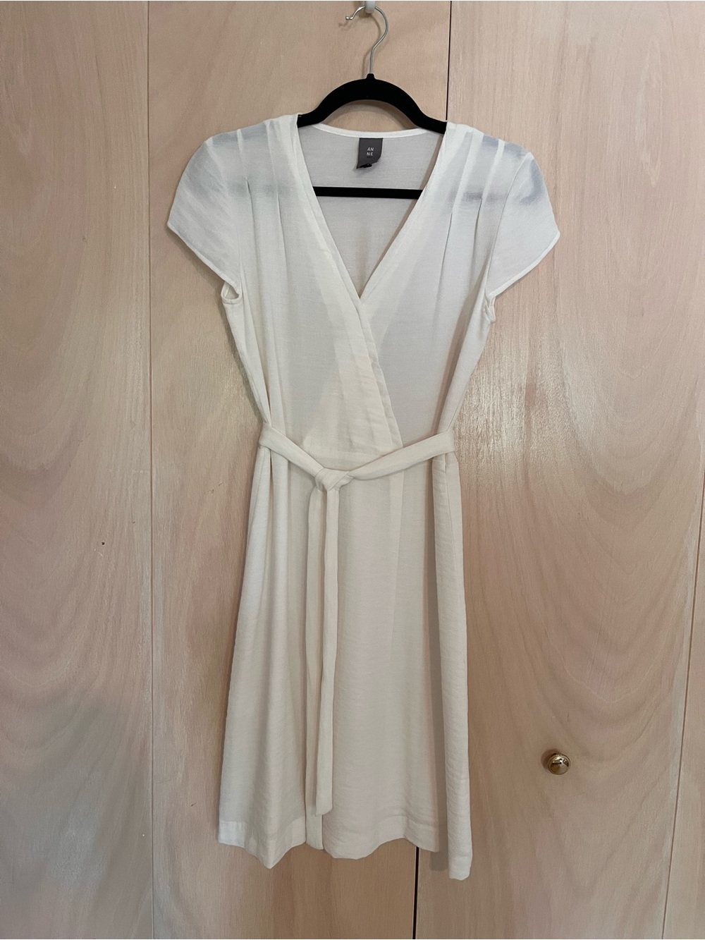 Elegant White Corron Wrap Dress with Tie Belt